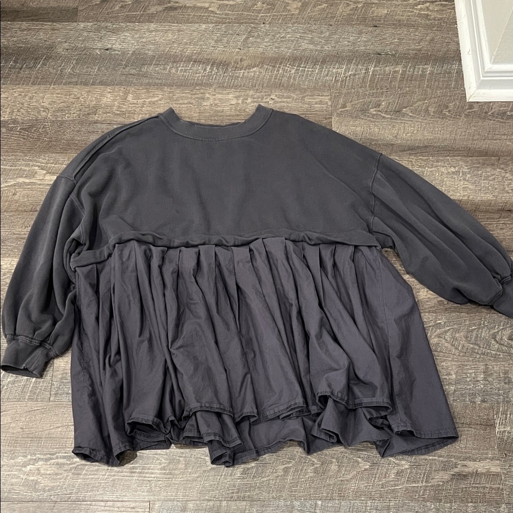 Free People Charcoal Layered Sweatshirt